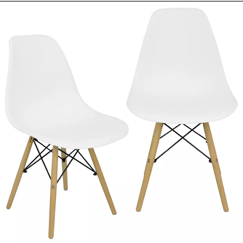Kit 2 cadeiras charles Eames Eiffel wood branca