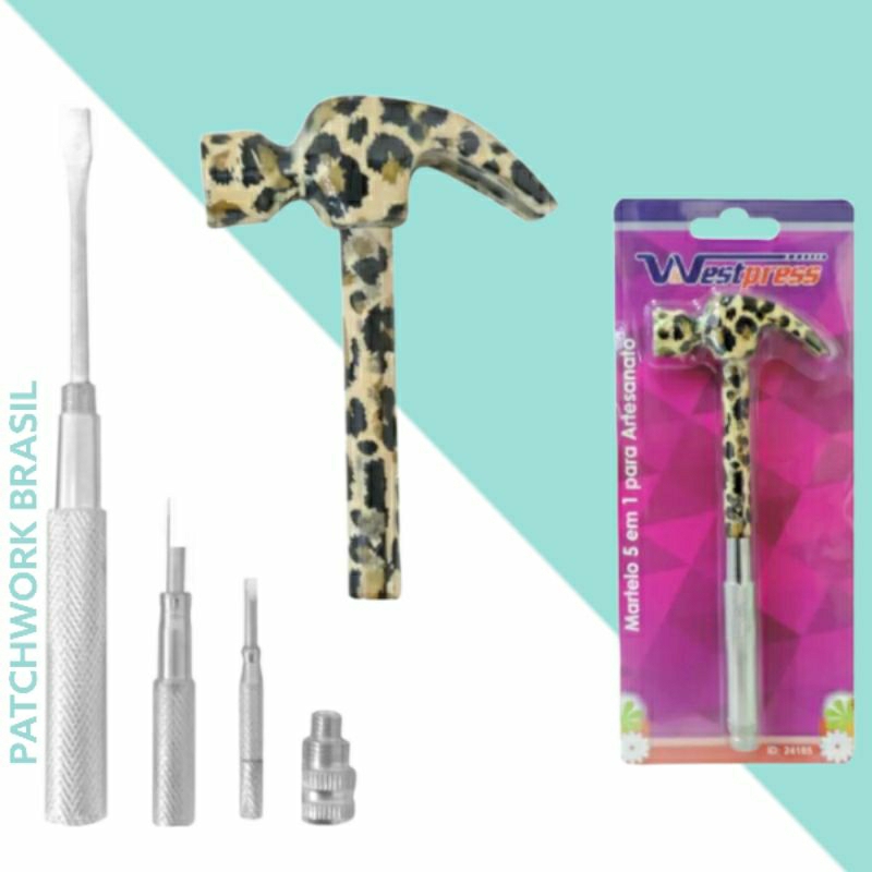 Martelo para patchwork 5 Em 1 Kit Ferramentas Colorido Patchwork - fenda e phillips Lanmax...