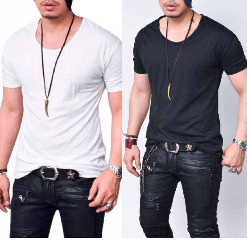 Camiseta Camisa  Blusa Gola Canoa Lisa Básica Masculina