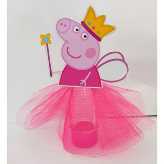 10 Tubetes Porquinha Rosa   3d Com Saia De Tule em Oferta na Shopee