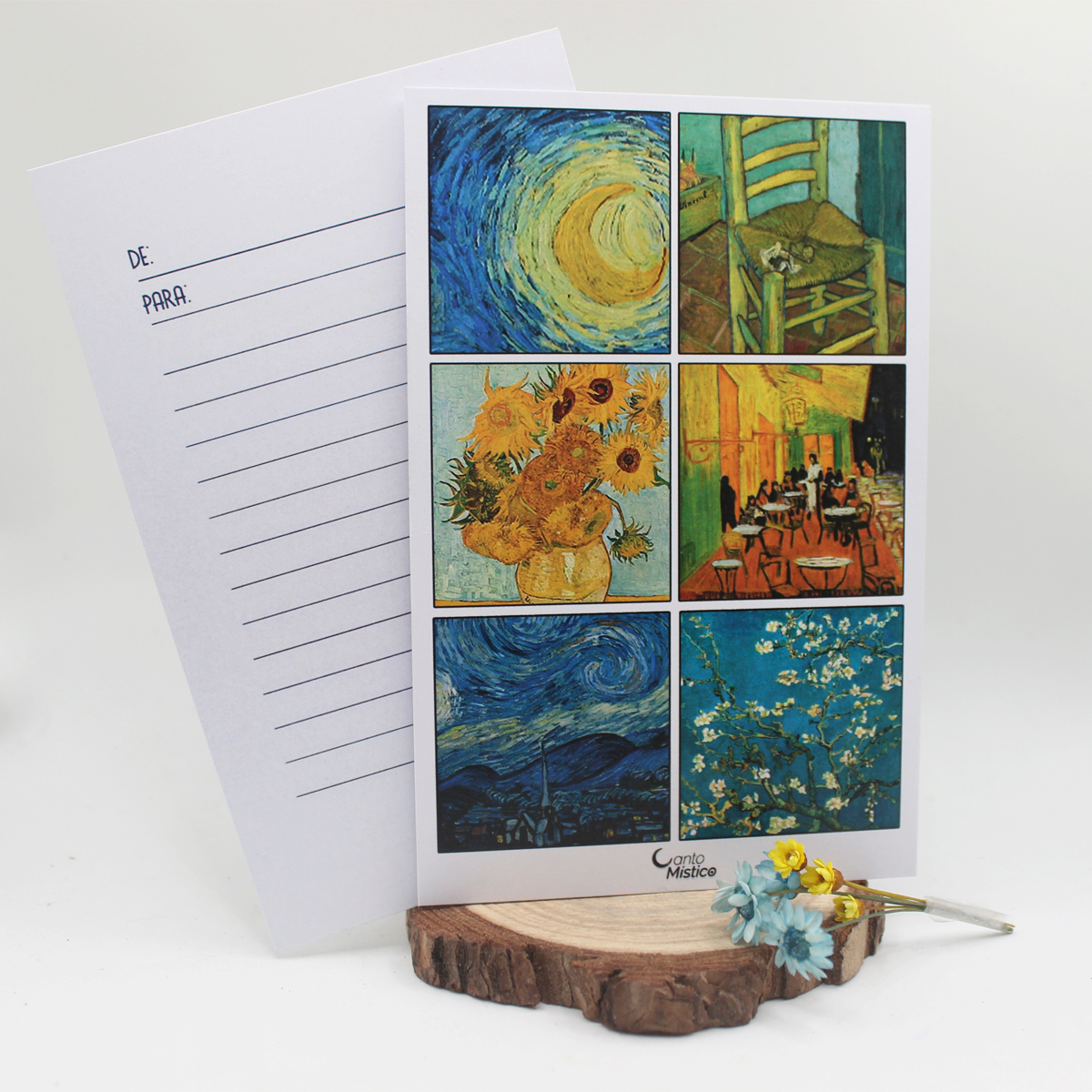 Cartão Presente Van Gogh + Mini Buquê Cartão Noite Estrelada