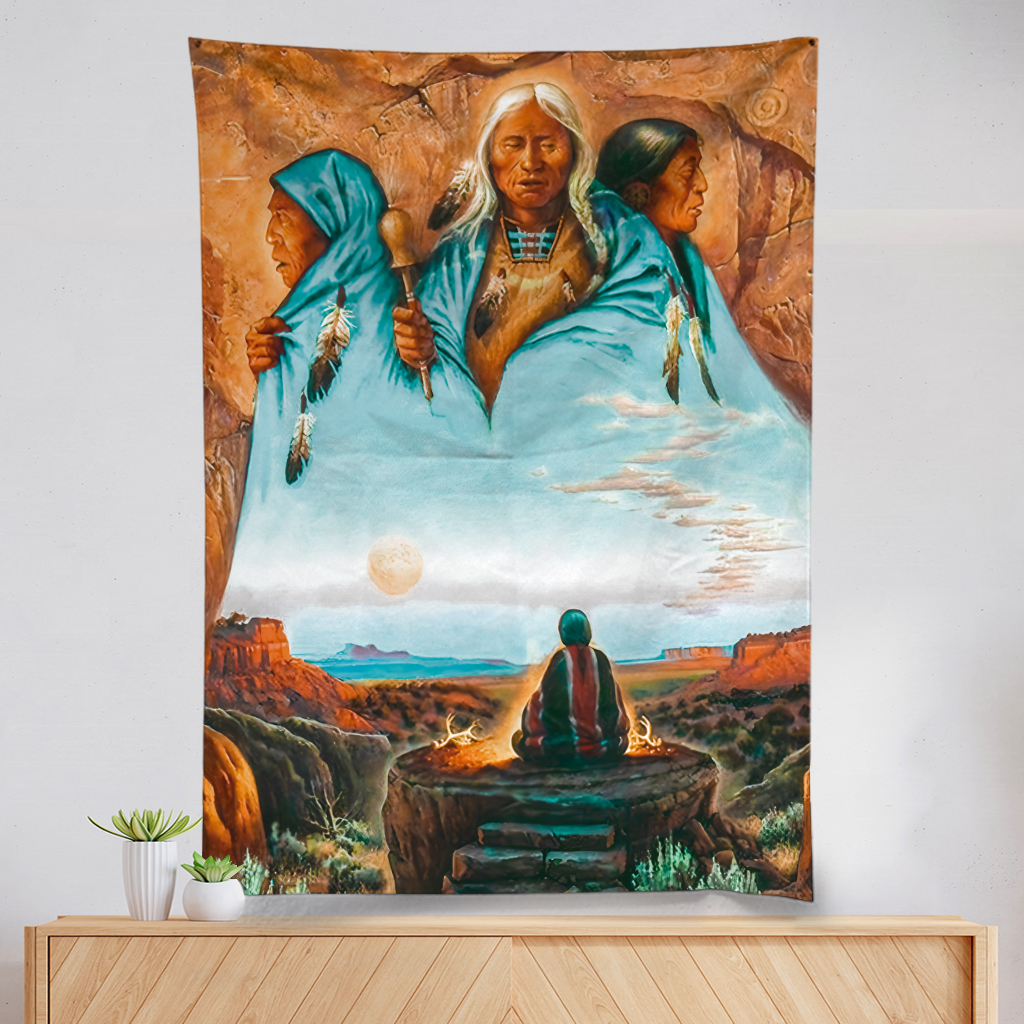 Panô Ancestrais tapeçaria de parede xamanismo / Rapé / Ayahuasca / Cachimbo Sagrado