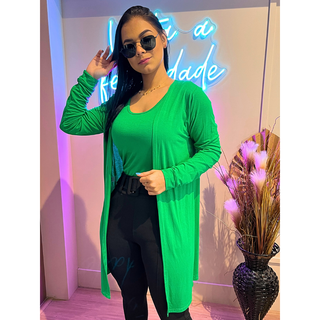 Casaco Kimono Cardigan + Regatas Conjunto 2 Peças