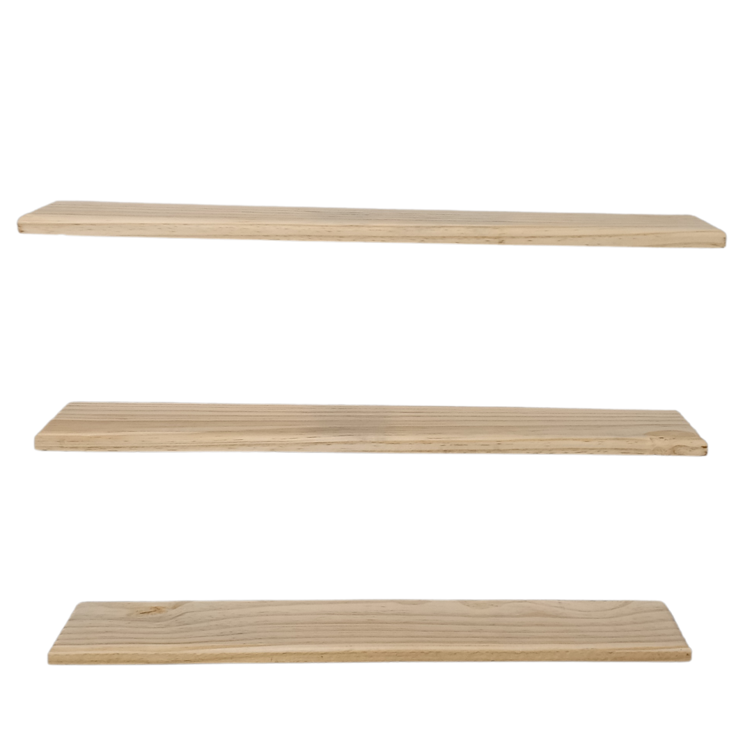 Kit 3 Prateleiras Reta Painel Pinus Com Suporte Invisível 60×20 e 60X15 e 60×10