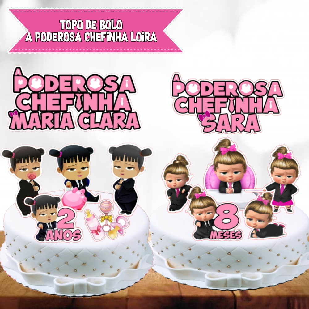 Topo de Bolo Personalizado - Decoração - Topper Tema A Poderosa Chefinha Morena - Mesversário