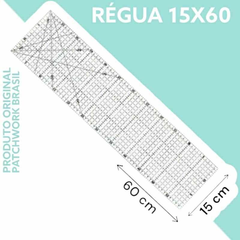 Régua Larga Para Papelaria Patchwork   15 X 60 Cm pachwork br em Oferta na Shopee