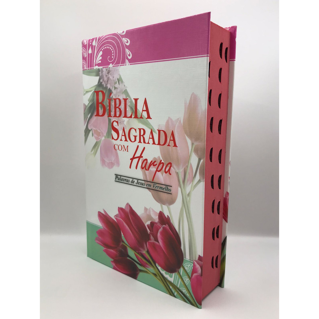 Bíblia Sagrada Tamanho Médio 12,5x19 com Harpa Palavras de Jesus em Vermelho Capa Dura Tulipa em Oferta na Shopee