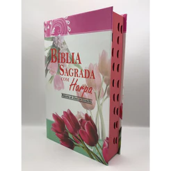 Bíblia Sagrada Tamanho Médio 12,5x19 com Harpa Palavras de Jesus em Vermelho Capa Dura Tulipa