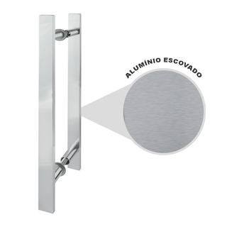 Puxador Duplo Escovado Alumínio 40 cm Porta Pivotante, Madeira, Vidro Cdg. 6140-1 em Oferta na Shopee