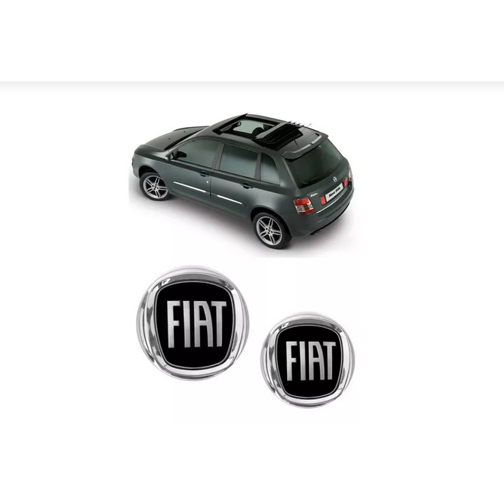 Kit 2 Emblemas Fiat Preto Stilo Attractive Dualogic Sporting 2008/2011 em Oferta na Shopee