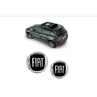 Kit 2 Emblemas Fiat Preto Stilo Attractive Dualogic Sporting 2008/2011 em Oferta na Shopee