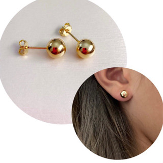 Brinco Feminino Bola Clássico Tam 0,6 mm Banho Ouro 18k Antialérgico