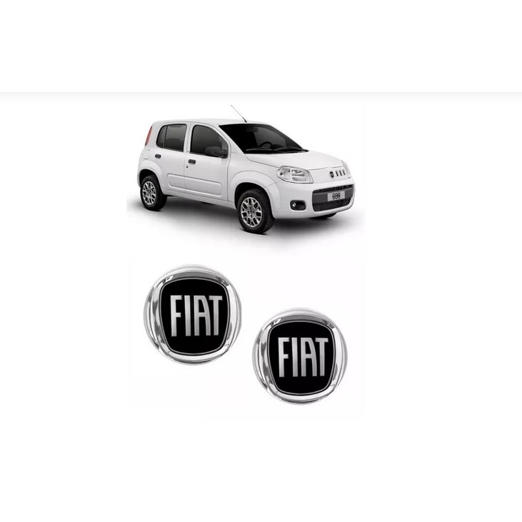 Kit 2 Emblemas Fiat Preto Novo Uno Vivace Sporting Drive Attractive em Oferta na Shopee