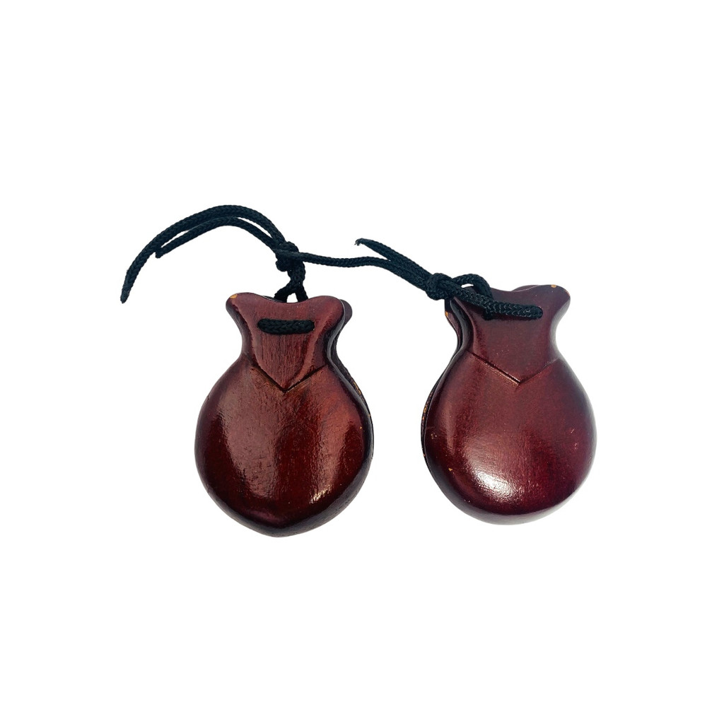 Par De Castanholas De Madeira Verniz Escuro Instrumento