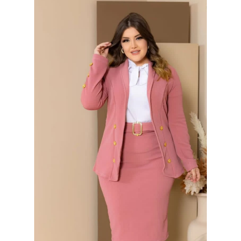 CONJUNTO  FEMININO  SOCIAl MODA EVANGÉLICA PLUS SIZE  2 PEÇAS CASAQUINHO E SAIA