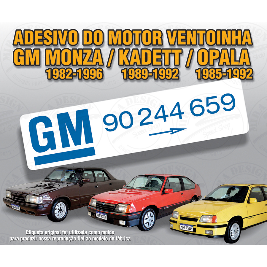Adesivo motor ventoinha GM MONZA KADETT OPALA