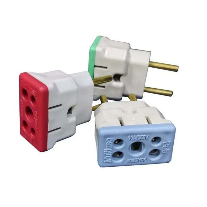 Kit 6 Adaptadores de 3 para 2 pinos, Tomada Multiuso, Aceita Plug Padrão Novo e Antigo