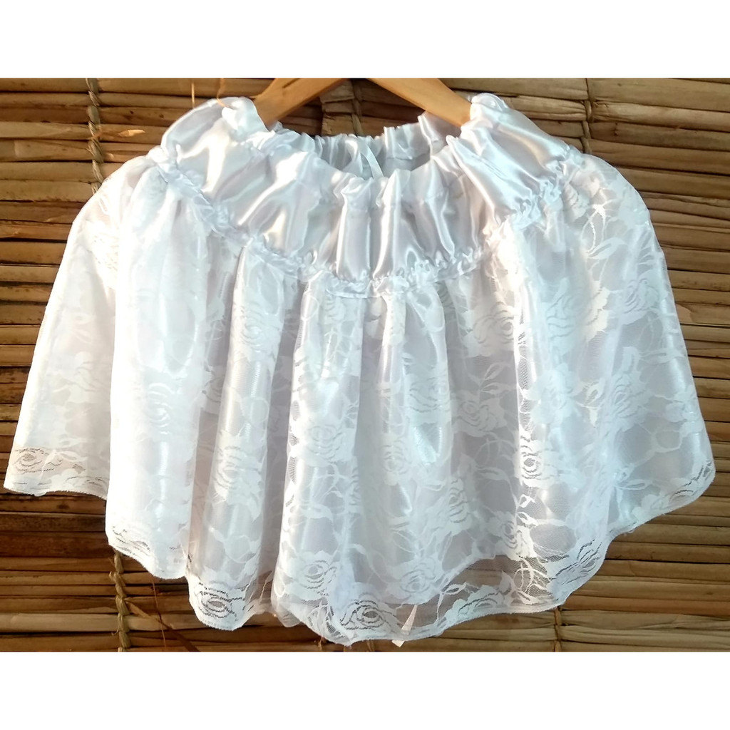 SAIA INFANTIL - RENDA FLORAL BRANCA COM FORRO - ( 2 METROS DE RODA) - UMBANDA E CANDOMBLÉ
