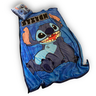 Kit Disney Almofada + Manta Stitch Muito Confortável Fofinha Cobertor Sofá Quentinho