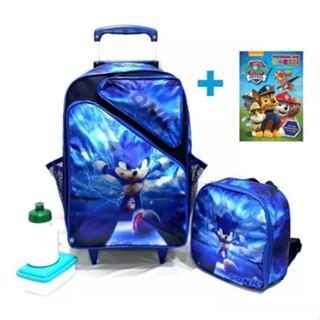 Kit Mochila Escolar Personagens Infantis Rodinhas Tam G Crianças
