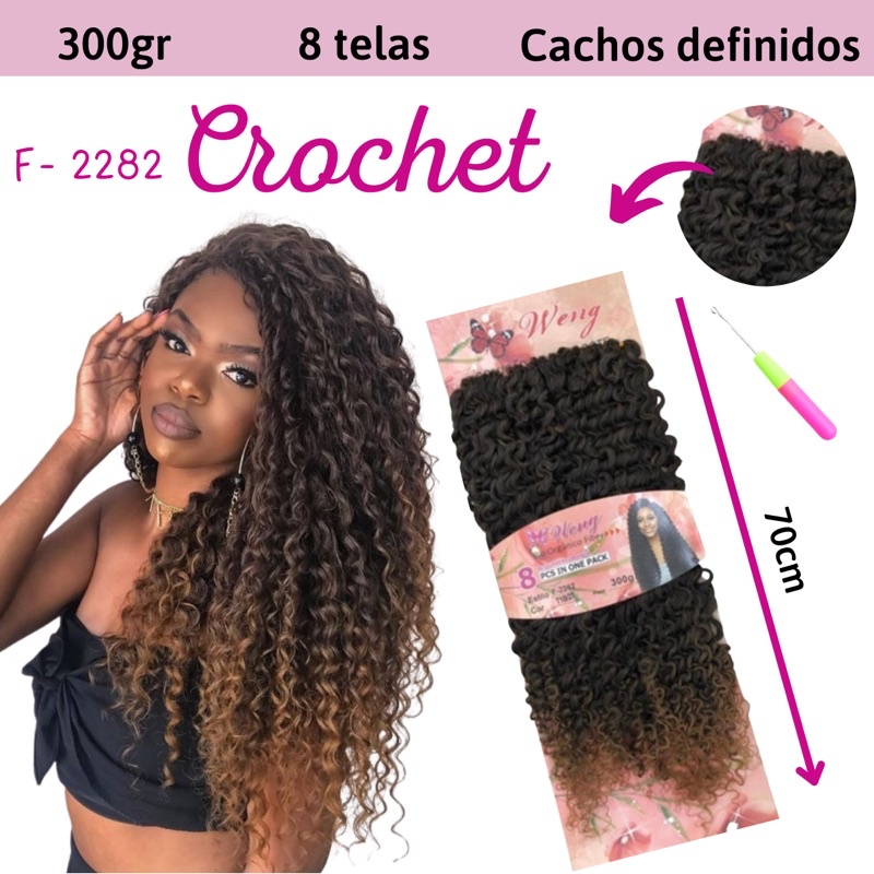 Cabelo crochet braid dobrado 70cm cacheado orgânico várias cores