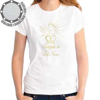 Camiseta Batizado Batismo Camisa Personalizada Adulto e Infantil Algodão com Poliéster