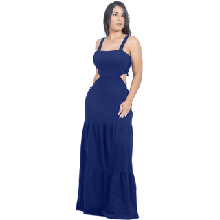 Vestido Longo de Verão Alcinha Amarração nas Costas