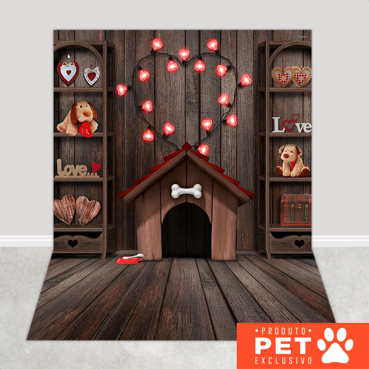 Fundo Fotográfico Dia dos Namorados Pet Shop Em Tecido 1,20x1,70m - PET-55