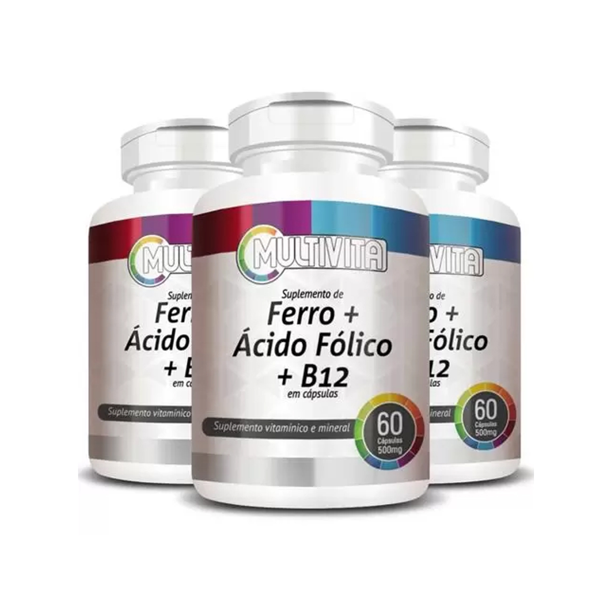 3 Ferro + Ácido Fólico + Vitamina B12 Metilcobalamina 60cps