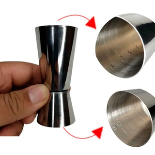 DOSADOR DE BEBIDAS COM MARCAÇÃO INTERNA DUPLO EM AÇO INOX 25 X 50ML BAR BARTENDER PROFISSIONAL JIGGER