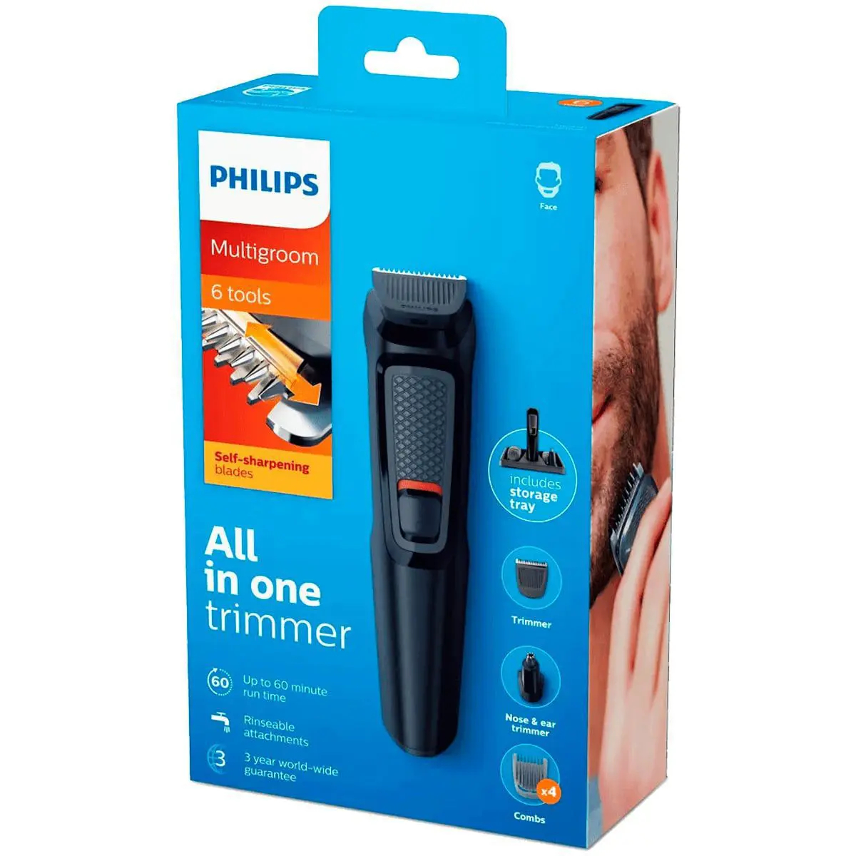 Aparador Philips MG3711 Multigroom 6 em 1 Máquina de Cortar Cabelo Barba Pelos do Nariz MG3711/15 (mostruário)