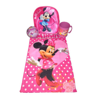 KIT MINNIE 04 ITENS -MOCHILA + CANECA+ BOLA SURPRESA E TOALHA