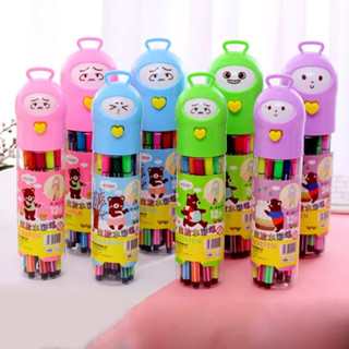 estojo 12 canetinhas carinhas hidrocor clik colorir escolar
