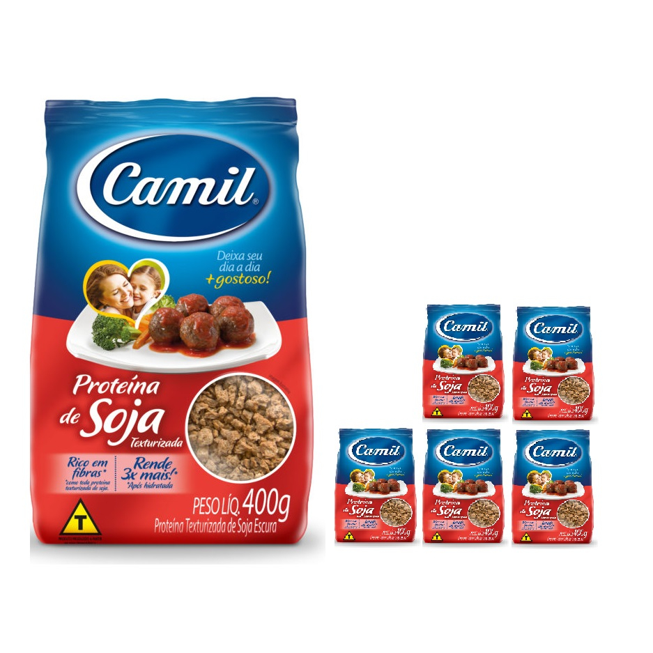 Proteína De Soja Texturizada Camil 400g Pacote com 6 Unidades em Oferta na Shopee