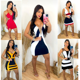 kit 5 Vestido Feminino Midi Canelado