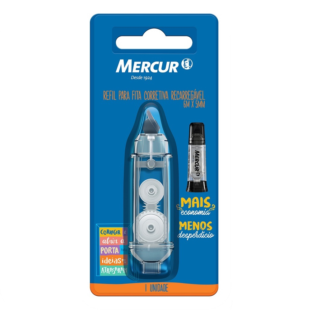 Refil Corretivo Em Fita Mercur Recarregável 5mmx6m 1 Unidade/Papelaria em Oferta na Shopee