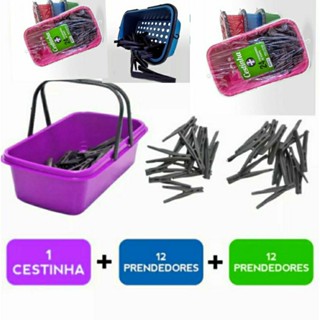 Cesta com Prendedores Organizadores kit 24 prendedores + 1 cesta.