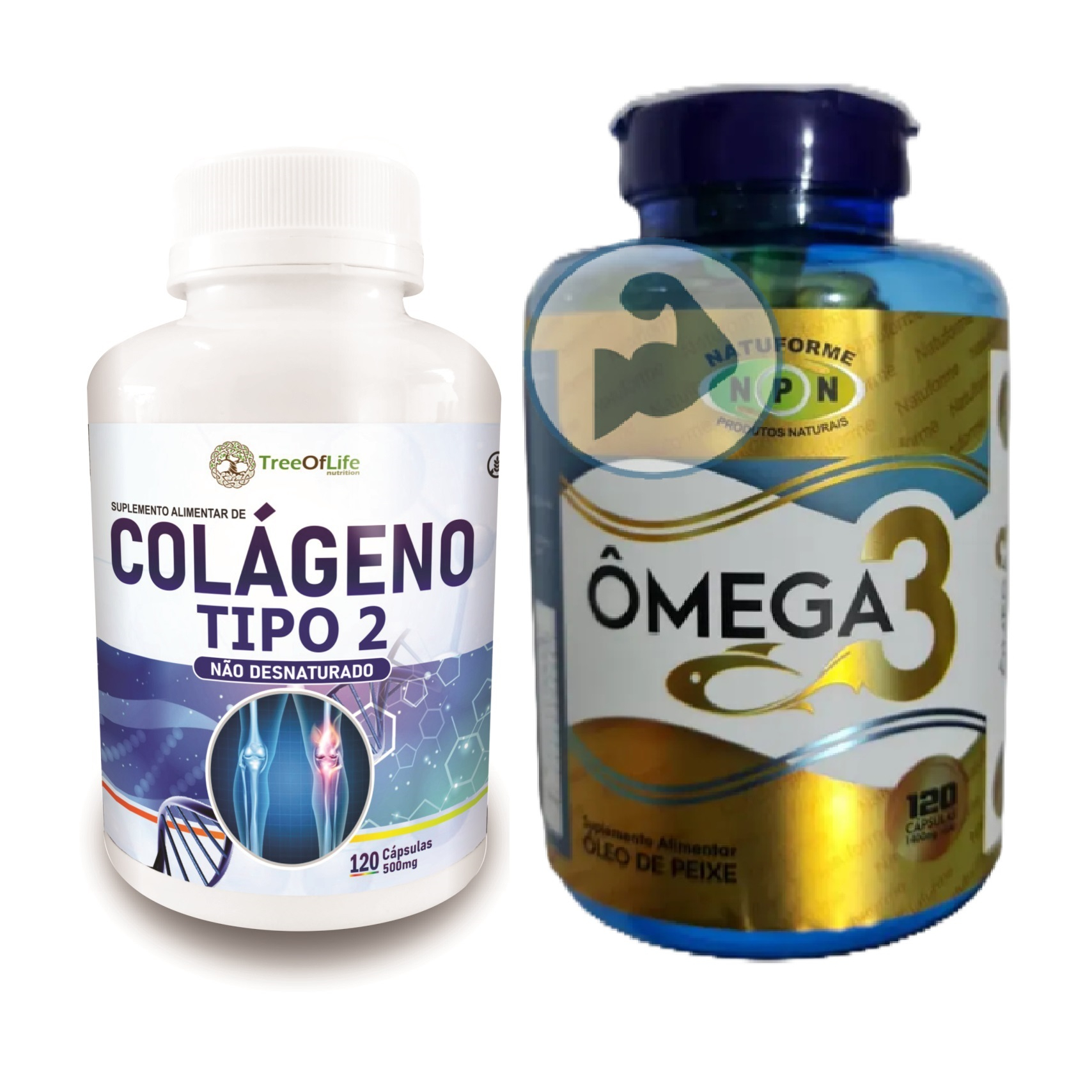 Colágeno Tipo 2 120 Cápsulas 40mg com Ômega 3 120 Softgel 1000mg em Oferta na Shopee