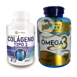 Colágeno Tipo 2 120 Cápsulas 40mg com Ômega 3 120 Softgel 1000mg em Oferta na Shopee