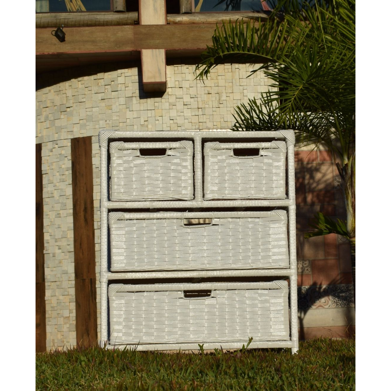 Gaveteiro Organizador Multiuso 4 Gavetas Fibra Sintética 55x33x65 Com Pés