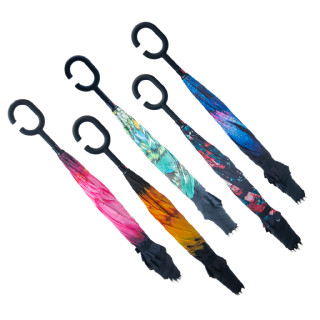Guarda Chuva Sombrinha Semiauto Feminina Masculina Invertido Reforçado Abre Fecha Ao Contrário Duplo Tecido-  DC6088C