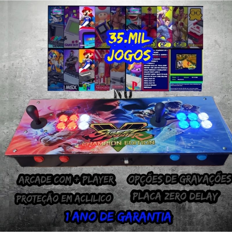 Controle Duplo Com Leds Arcade Fliperama Portátil 40Mil Jogos