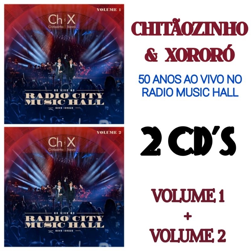 CD Chitãozinho & Xororó 50 Anos Ao Vivo em Nova York Vol. 1 e 2 (02 Cd's)