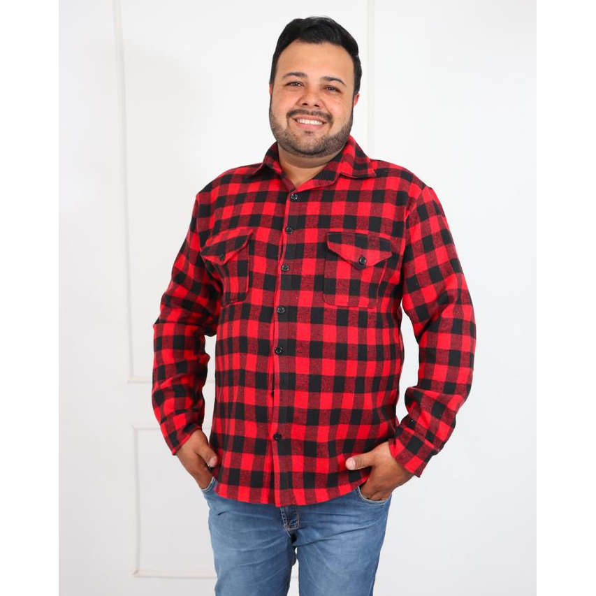 Camisa masculino Xadrez  /Flanela de manga longa forma grande em Oferta na Shopee