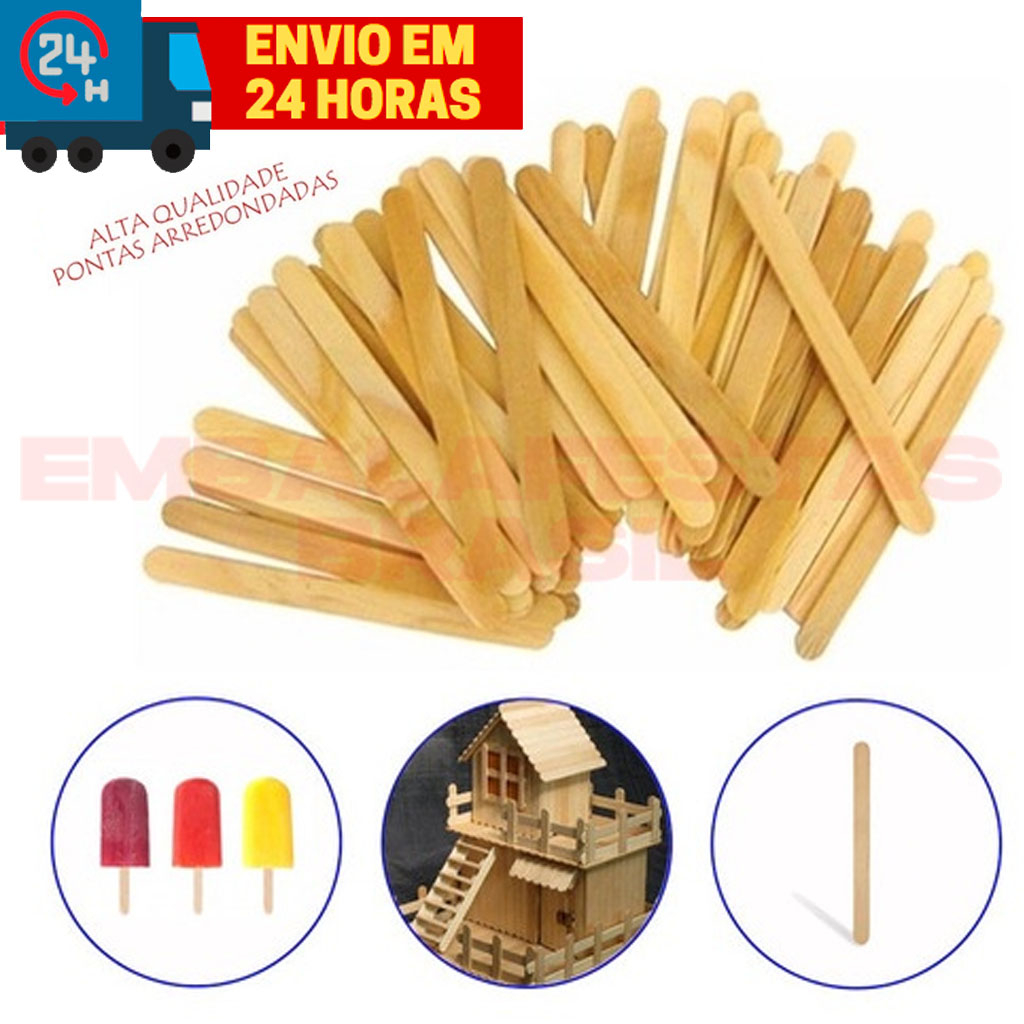 Palito de Picolé Para Artesanato Sorvete e Decoração Ponta Redonda em Oferta na Shopee