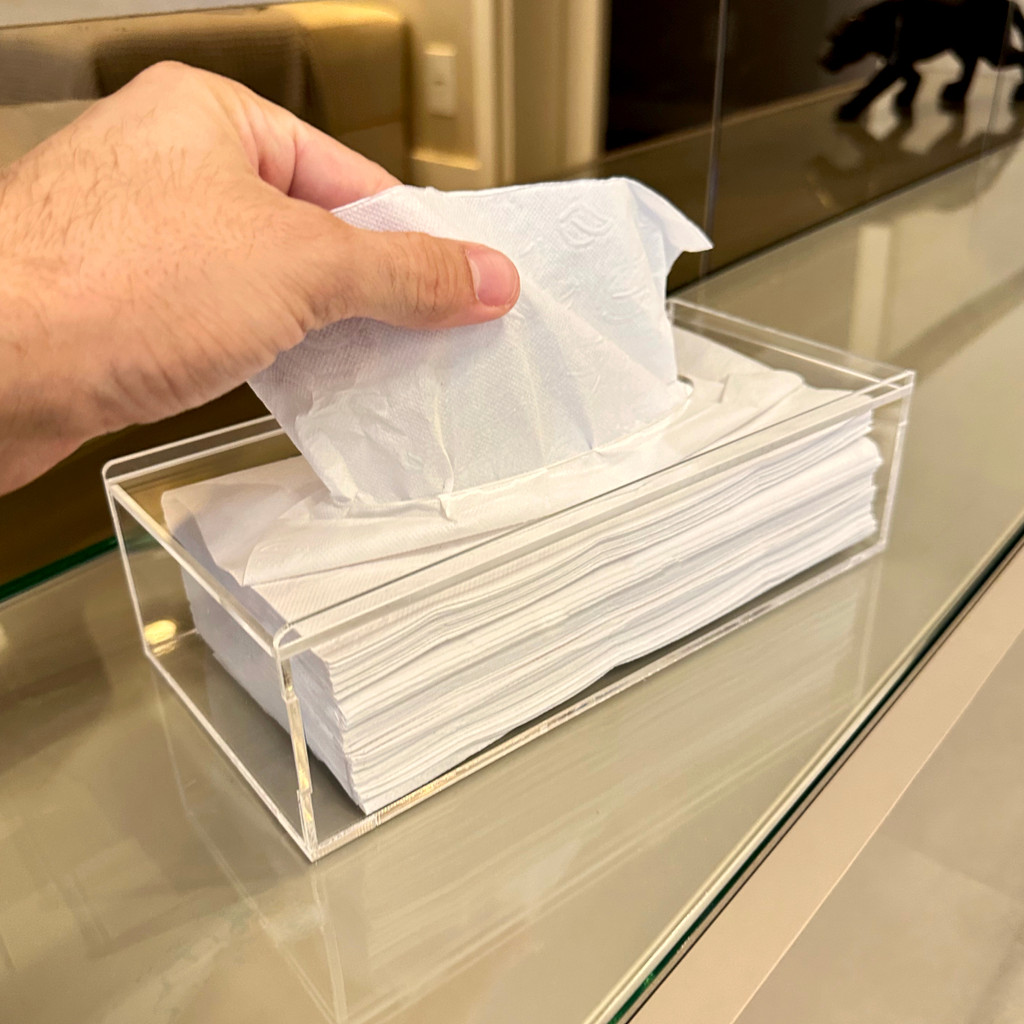 Caixa Porta Lenços de Papel, Toucas, Luvas ou Papel Interfolhas de Acrílico Transparente