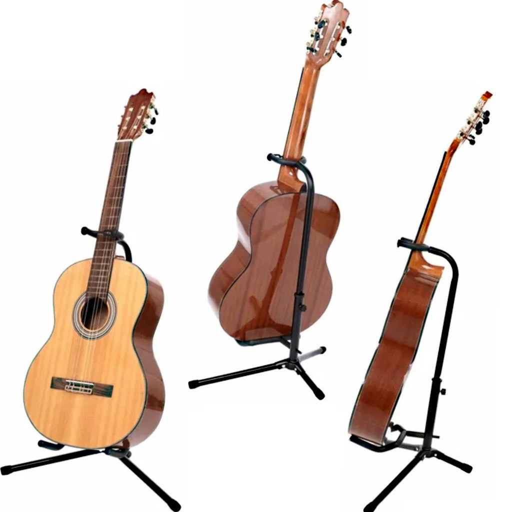 Imagem Suporte Guitarra Violão Chão Com Trava Profissional Dobrável