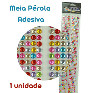 Cartela De Meia Pérola 6mm - Tira Adesiva - Autocolante - Multicolorida - Criar
