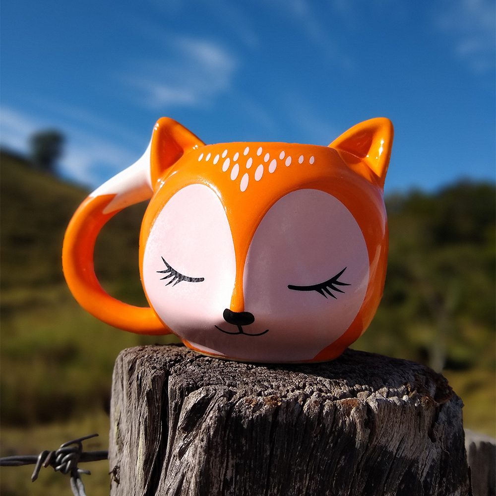 Caneca de Raposa Raposinha  Fofa 300 ML 3D Cerâmica Enfeite