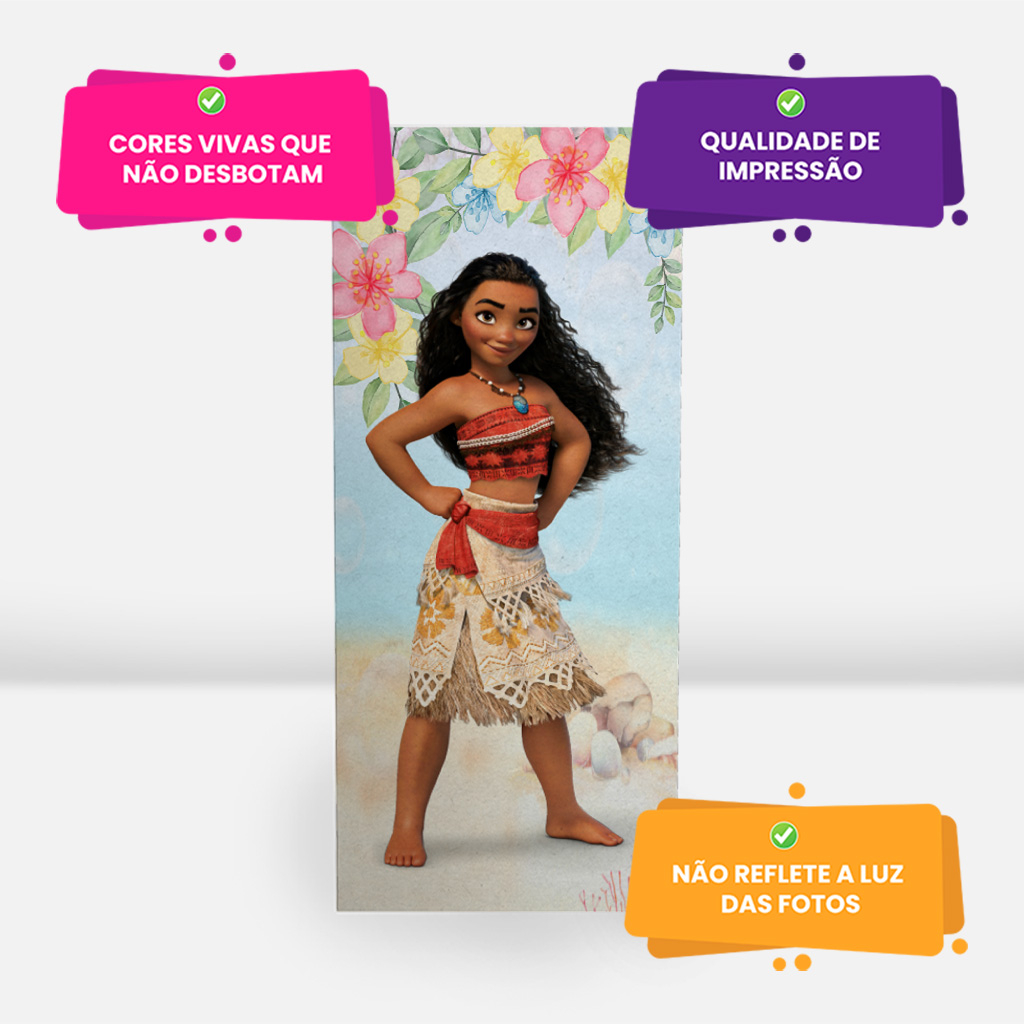 Painel De Festa Lateral Sublimado Em Tecido Tema Moana em Oferta na Shopee